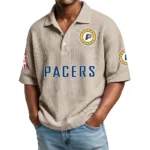 Indiana Pacers Waffle Knit Polo Shirt Men’s Personalize Name