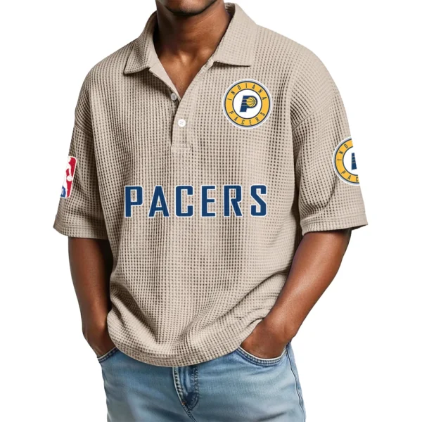 Indiana Pacers Waffle Knit Polo Shirt Men’s Personalize Name