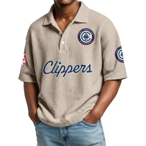 Los Angeles Clippers Waffle Knit Polo Shirt Men’s Personalize Name