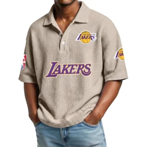 Los Angeles Lakers Waffle Knit Polo Shirt Men’s Personalize Name