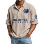 Memphis Grizzlies Waffle Knit Polo Shirt Men’s Personalize Name