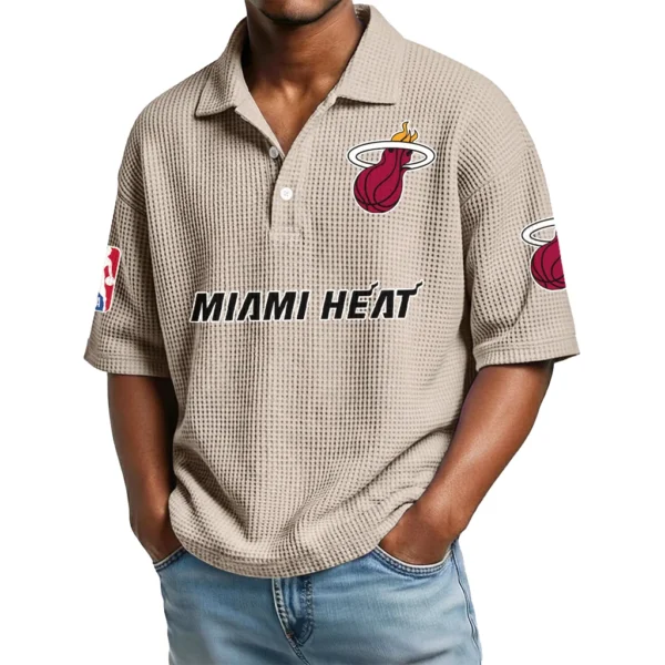 Miami Heat Waffle Knit Polo Shirt Men’s Personalize Name