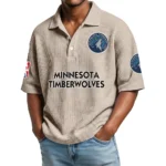 Minnesota Timberwolves Waffle Knit Polo Shirt Men’s Personalize Name