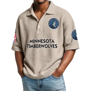 Minnesota Timberwolves Waffle Knit Polo Shirt Men’s Personalize Name