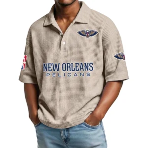 New Orleans Pelicans Waffle Knit Polo Shirt Men’s Personalize Name