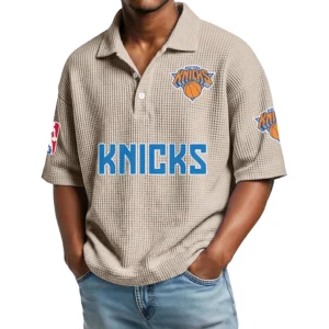 New York Knicks Waffle Knit Polo Shirt Men’s Personalize Name