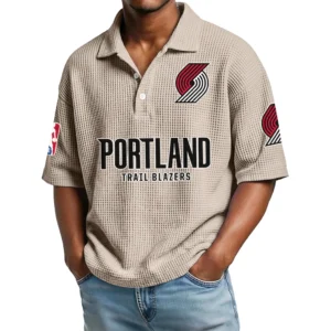 Portland Trail Blazers Waffle Knit Polo Shirt Men’s Personalize Name