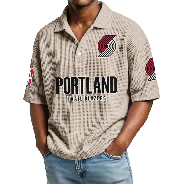 Portland Trail Blazers Waffle Knit Polo Shirt Men’s Personalize Name