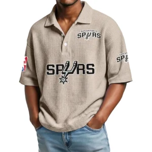 San Antonio Spurs Waffle Knit Polo Shirt Men’s Personalize Name