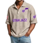 Utah Jazz Waffle Knit Polo Shirt Men’s Personalize Name