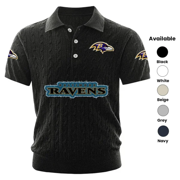 Baltimore Ravens Mens Polo Shirt Knitted Short Sleeve 2027