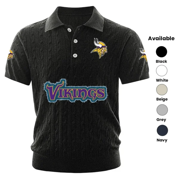 Minnesota Vikings Men’s Knitted Short Sleeve Polo Shirt
