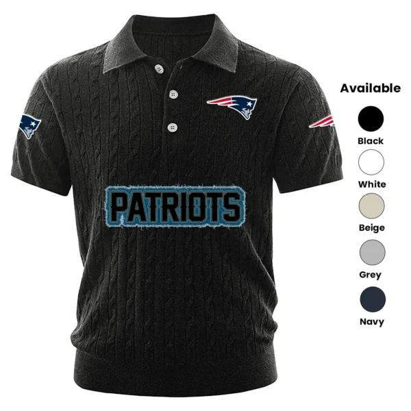 New England Patriots Mens Polo Shirt Knitted Short Sleeve 2027