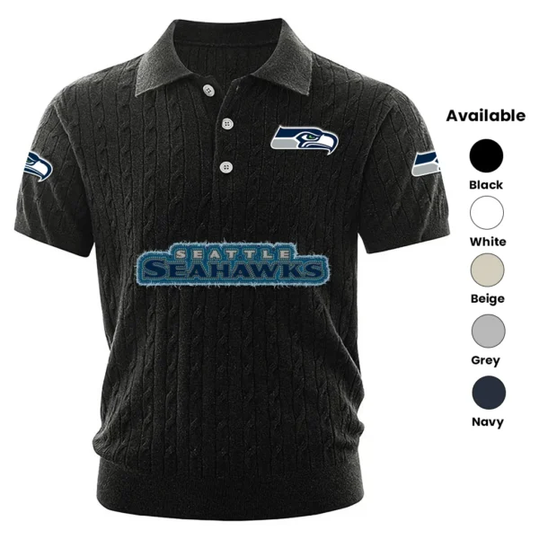 Seattle Seahawks Men’s Knitted Short Sleeve Polo Shirt