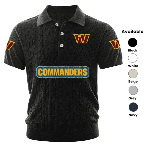 Washington Commanders Men’s Knitted Short Sleeve Polo Shirt