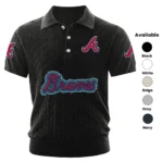 Atlanta Braves Men Polo Shirt Knitted Short Sleeve