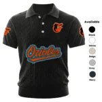 Baltimore Orioles Men Polo Shirt Knitted Short Sleeve