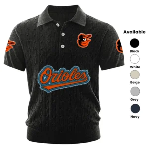 Baltimore Orioles Men Polo Shirt Knitted Short Sleeve