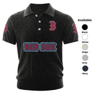 Boston Red Sox Men Polo Shirt Knitted Short Sleeve