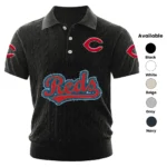 Cincinnati Reds Men Polo Shirt Knitted Short Sleeve