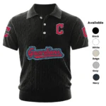 Cleveland Guardians Men Polo Shirt Knitted Short Sleeve