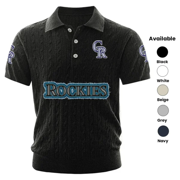 Colorado Rockies Men Polo Shirt Knitted Short Sleeve