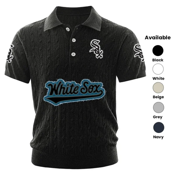 Chicago White Sox Men Polo Shirt Knitted Short Sleeve
