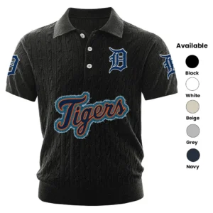 Detroit Tigers Men Polo Shirt Knitted Short Sleeve