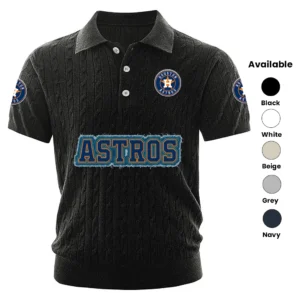 Houston Astros Men Polo Shirt Knitted Short Sleeve