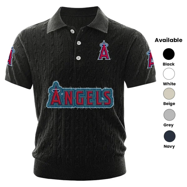 Los Angeles Angels Men Polo Shirt Knitted Short Sleeve