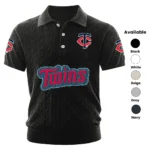 Minnesota Twins Men Polo Shirt Knitted Short Sleeve