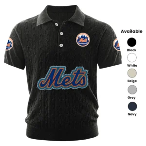 New York Mets Men Polo Shirt Knitted Short Sleeve