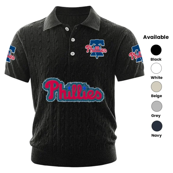 Philadelphia Phillies Men Polo Shirt Knitted Short Sleeve