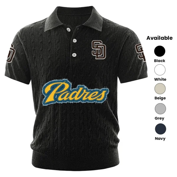 San Diego Padres Men Polo Shirt Knitted Short Sleeve