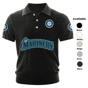 Seattle Mariners Men Polo Shirt Knitted Short Sleeve