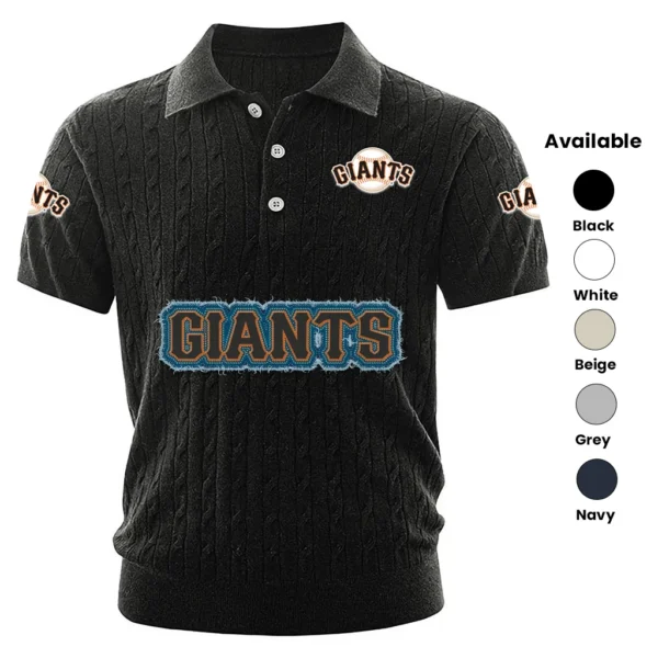 San Francisco Giants Men Polo Shirt Knitted Short Sleeve