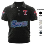 Texas Rangers Men Polo Shirt Knitted Short Sleeve