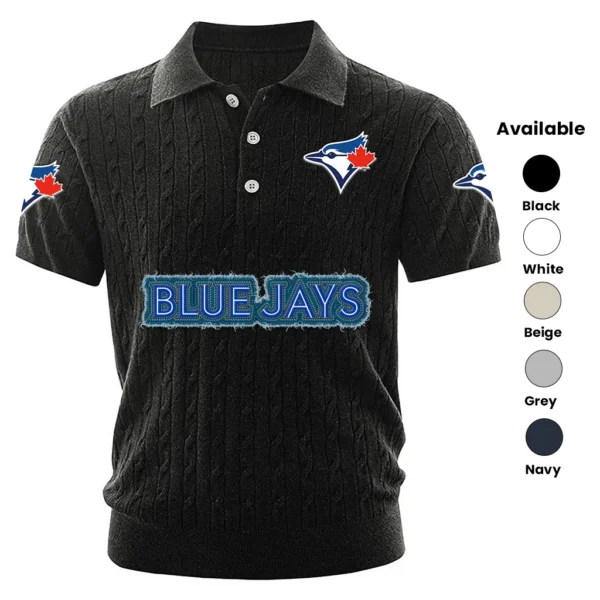 Toronto Blue Jays Men Polo Shirt Knitted Short Sleeve