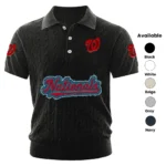 Washington Nationals Men Polo Shirt Knitted Short Sleeve
