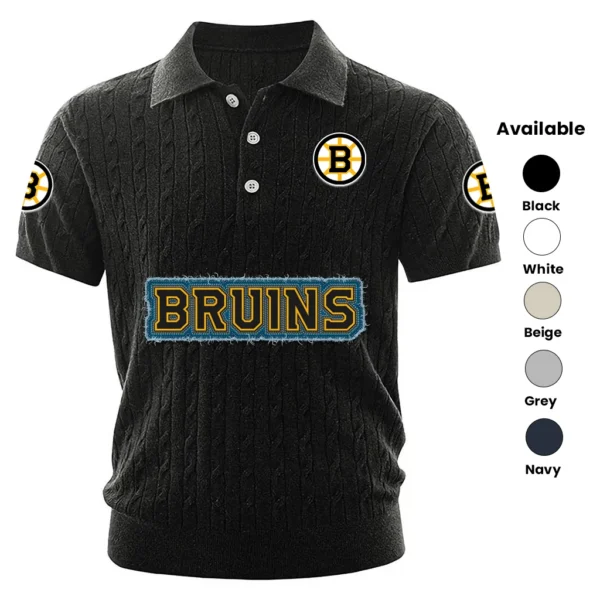 Boston Bruins Men’s Knitted Short Sleeve Polo Shirt