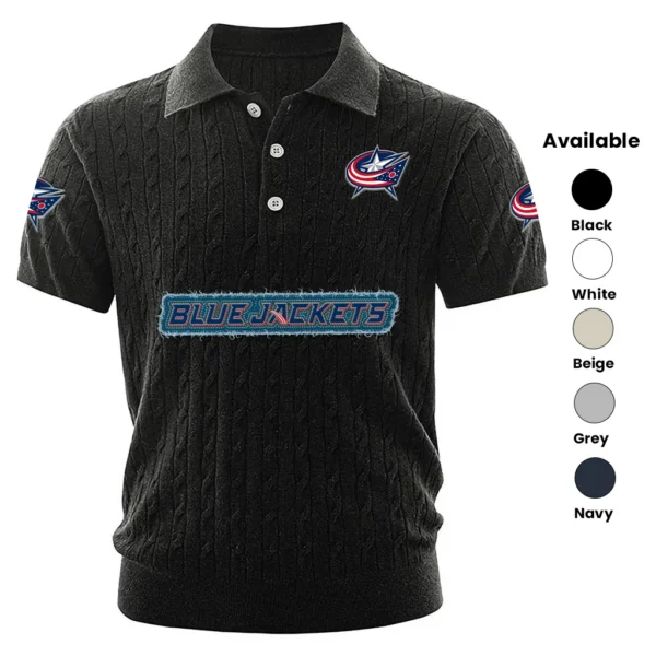 Columbus Blue Jackets Men’s Knitted Short Sleeve Polo Shirt