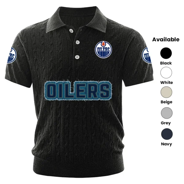 Edmonton Oilers Men’s Knitted Short Sleeve Polo Shirt