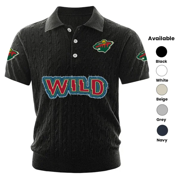 Minnesota Wild Men’s Knitted Short Sleeve Polo Shirt