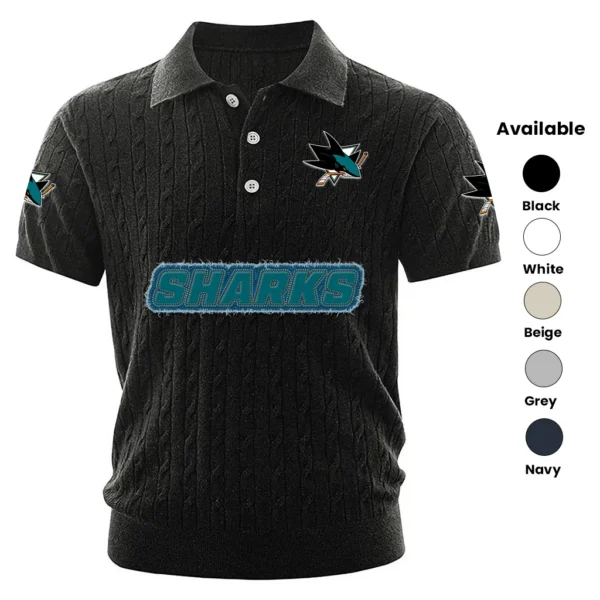 San Jose Sharks Men’s Knitted Short Sleeve Polo Shirt