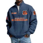Cincinnati Bengals Men’s Quarter Zip Pullover Sweatshirt Waffle Knit Pocket
