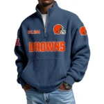 Cleveland Browns Men’s Quarter Zip Pullover Sweatshirt Waffle Knit Pocket