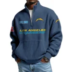 Los Angeles Chargers Men’s Quarter Zip Pullover Sweatshirt Waffle Knit Pocket