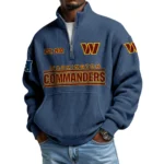 Washington Commanders Men’s Quarter Zip Pullover Sweatshirt Waffle Knit Pocket