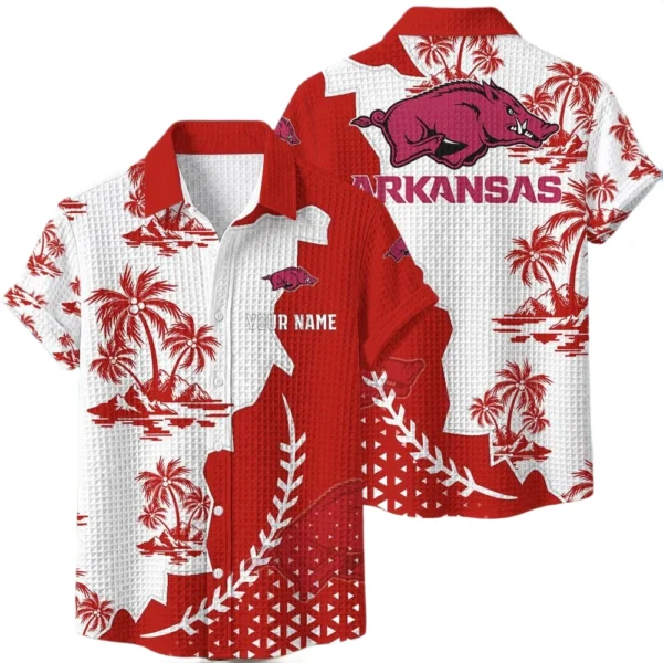 Arkansas Razorbacks Hawaiian Shirt Premium Lightweight Waffle Knit Personalize Name