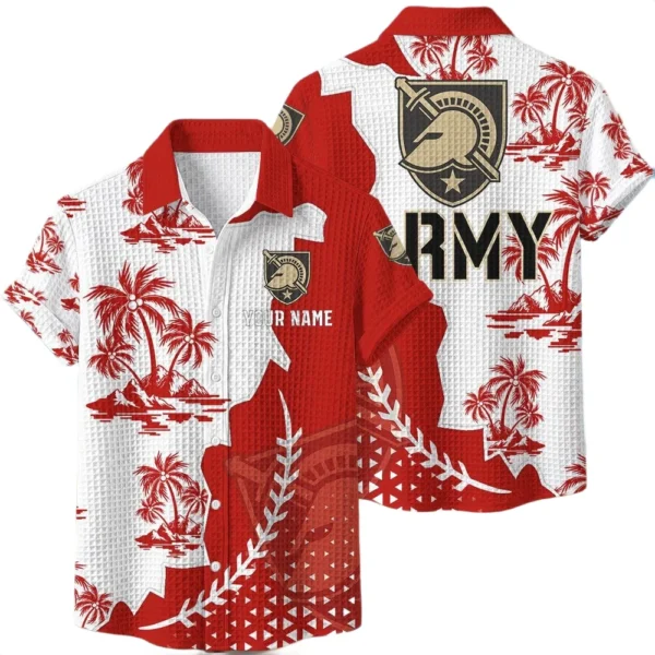 Army Black Knights Hawaiian Shirt Premium Lightweight Waffle Knit Personalize Name